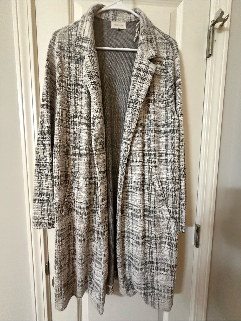 Melloday Plaid Open-Front Longline Cardigan Duster Jacket “Coatigan” - Size XL